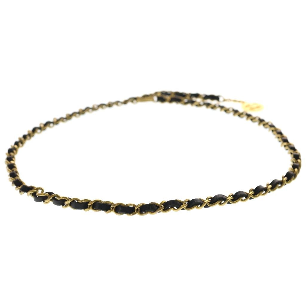 Chanel CC Logo Chain Belt Metal Leather Gold — view 2