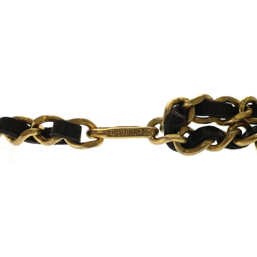 Chanel CC Logo Chain Belt Metal Leather Gold — view 6