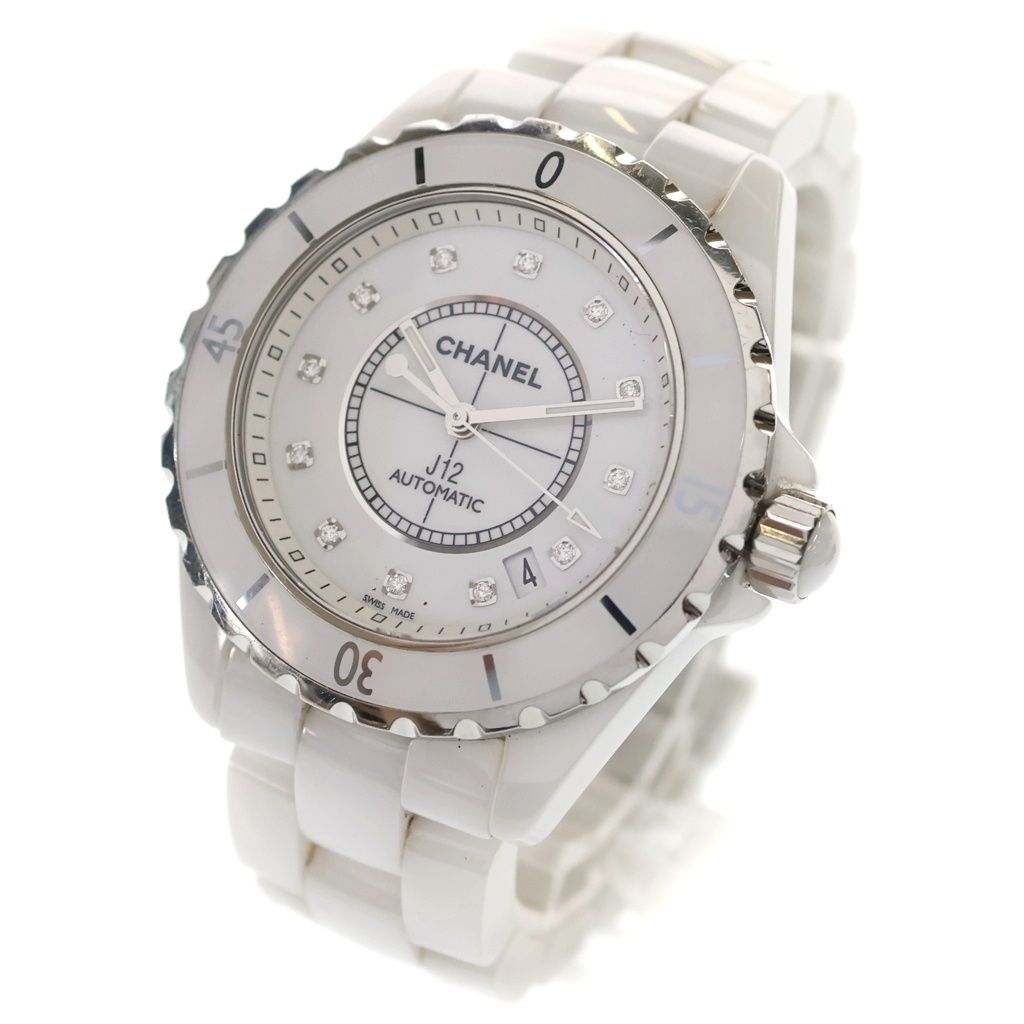 Chanel Diamond Ce SS at Ceramic Stainless Steel Automatic Winding Watch White — view 4