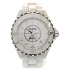 Chanel Diamond Ce SS at Ceramic Stainless Steel Automatic Winding Watch White
