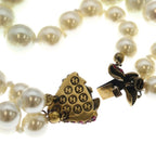 Gucci Pearl Necklace Triple Strand with Closure Interlocking Color Stone Faux — view 5