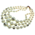 Gucci Pearl Necklace Triple Strand with Closure Interlocking Color Stone Faux — view 2