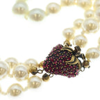 Gucci Pearl Necklace Triple Strand with Closure Interlocking Color Stone Faux — view 4