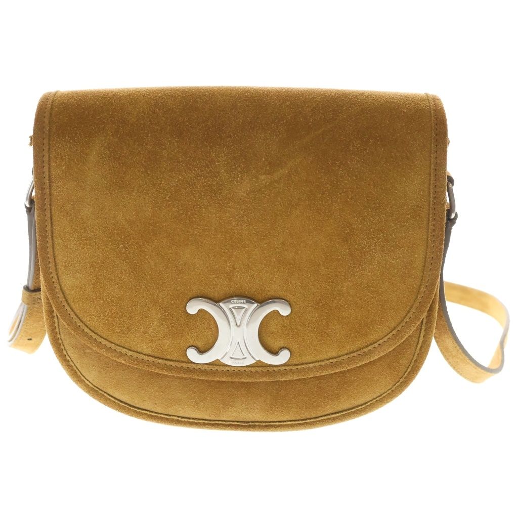 Celine Besace Triomphe Logo Shoulder Bag Beige