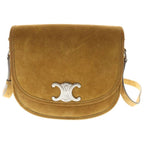 Celine Besace Triomphe Logo Shoulder Bag Beige