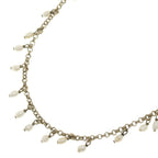 Chanel CC Logo Rhinestone Long Necklace Faux Pearl Gold Plated