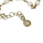 Chanel CC Logo Rhinestone Long Necklace Faux Pearl Gold Plated — view 5