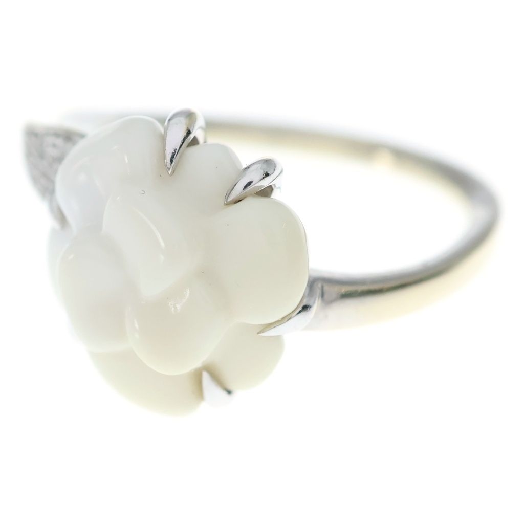 Chanel 18k Camellia Ring White Gold