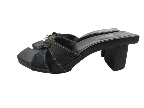 Fendi Sandals Middle Heels Denim Flower 35.5 Black — view 3