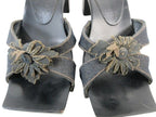 Fendi Sandals Middle Heels Denim Flower 35.5 Black — view 6