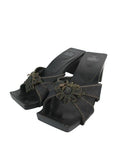 Fendi Sandals Middle Heels Denim Flower 35.5 Black
