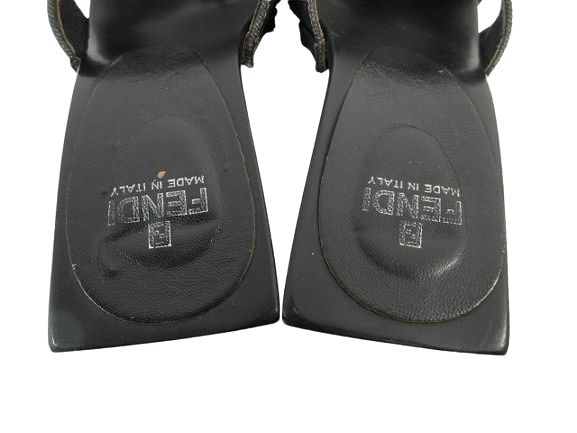Fendi Sandals Middle Heels Denim Flower 35.5 Black — view 7