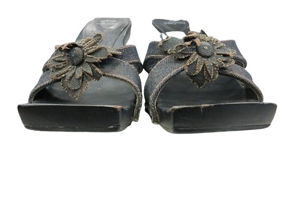 Fendi Sandals Middle Heels Denim Flower 35.5 Black — view 4