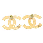 Chanel CC Logo Rhinestone Earrings Gold 24k — view 2