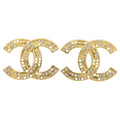 Chanel CC Logo Rhinestone Earrings Gold 24k