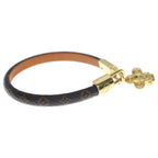 Louis Vuitton Monogram Vivienne Leather Bracelet Bangle Brown Gold — view 3
