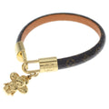 Louis Vuitton Monogram Vivienne Leather Bracelet Bangle Brown Gold