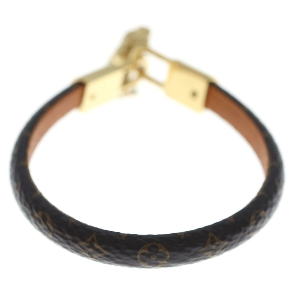 Louis Vuitton Monogram Vivienne Leather Bracelet Bangle Brown Gold — view 2