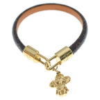Louis Vuitton Monogram Vivienne Leather Bracelet Bangle Brown Gold — view 4