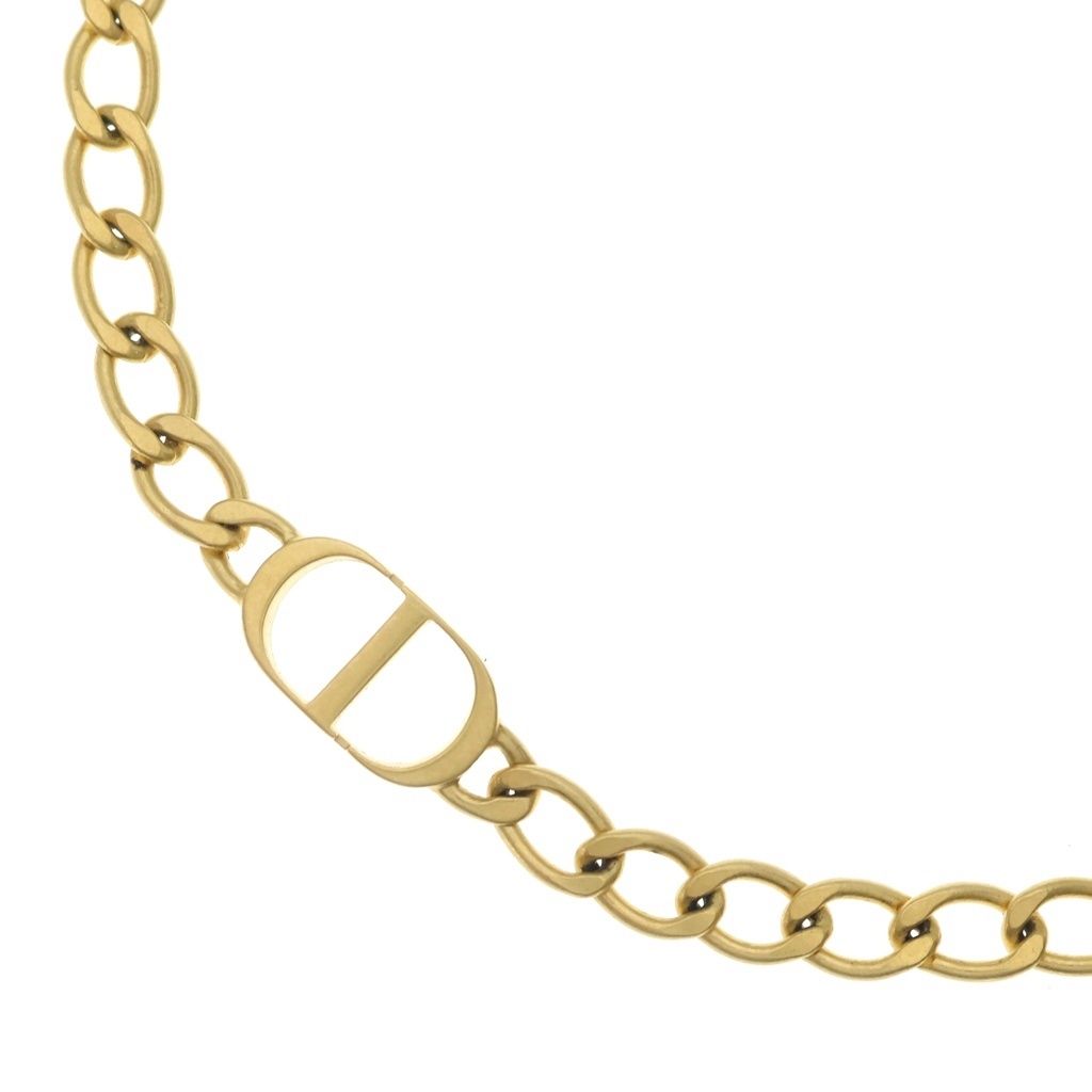 Dior Petit CD Logo Chain Necklace Choker Gold