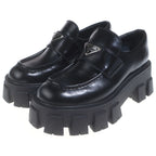 Prada Monolith Leather Loafers Platform Shoes Black — view 2