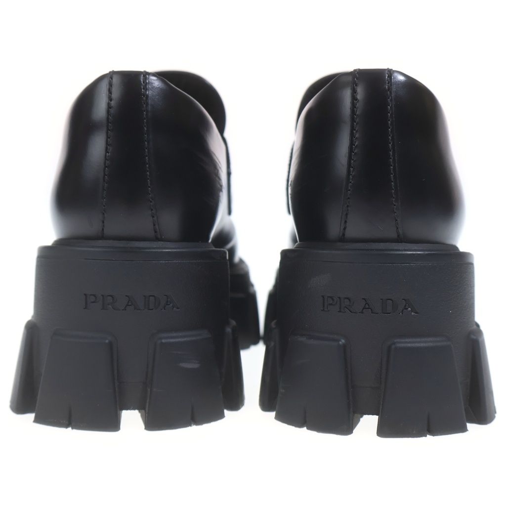 Prada Monolith Leather Loafers Platform Shoes Black — view 3