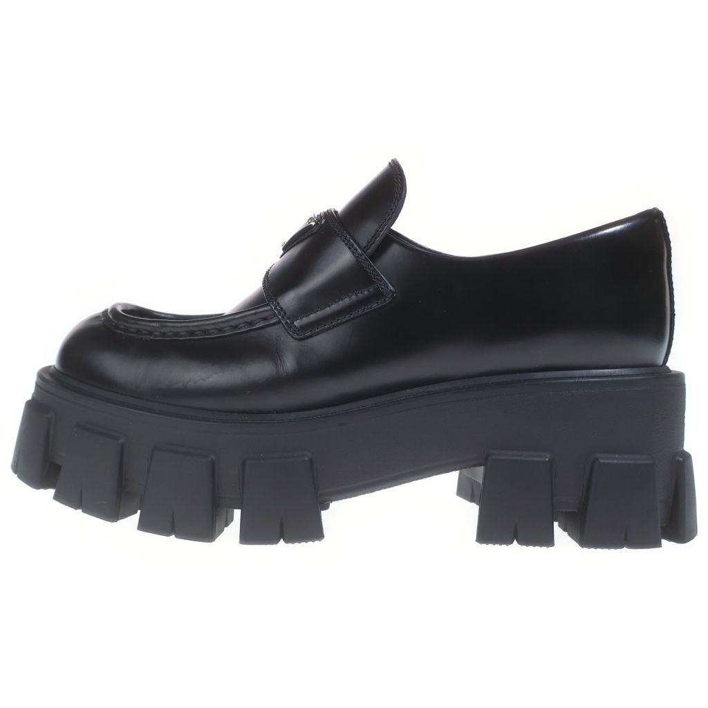 Prada Monolith Leather Loafers Platform Shoes Black