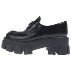 Prada Monolith Leather Loafers Platform Shoes Black
