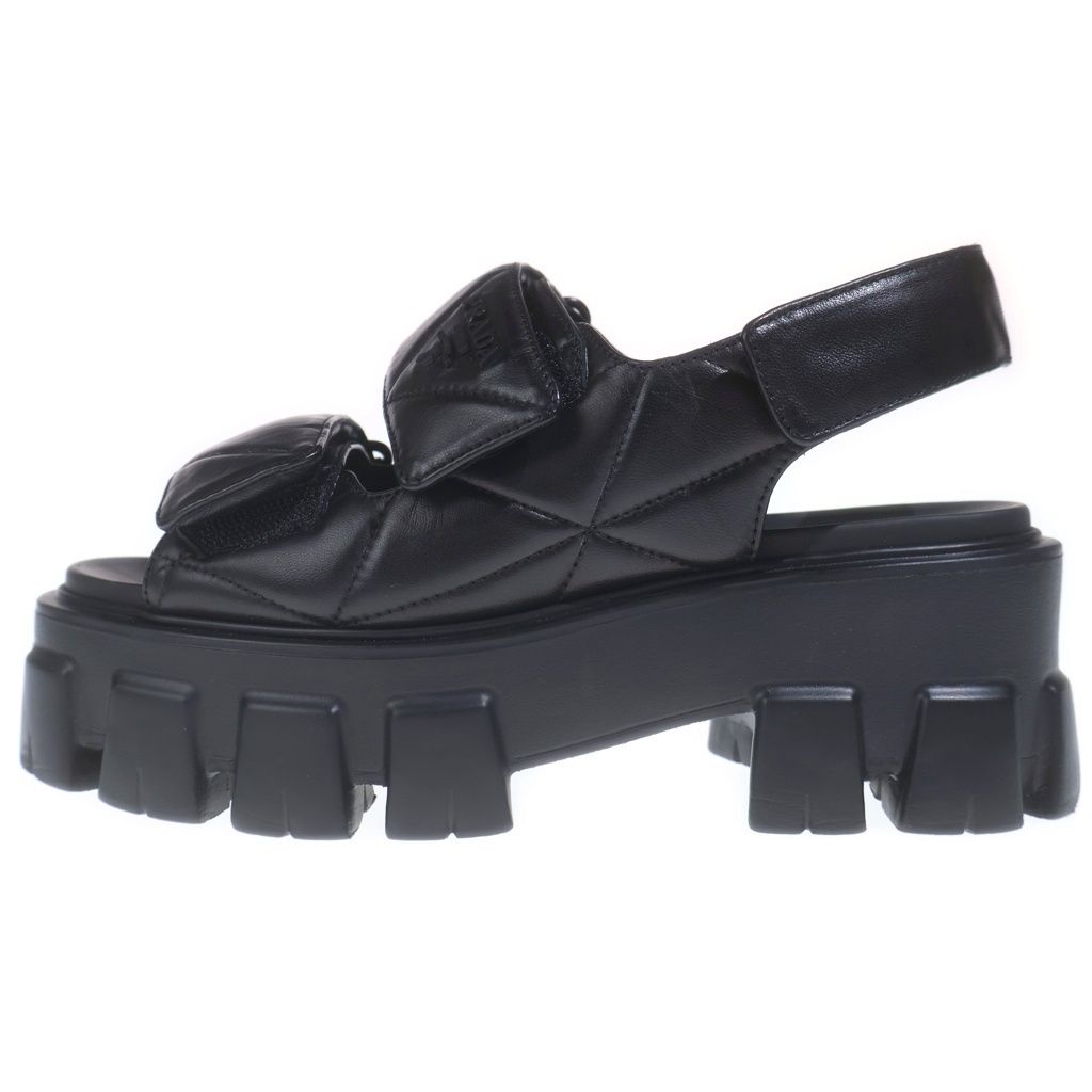 Prada Nappa Leather Logo Sandals Black
