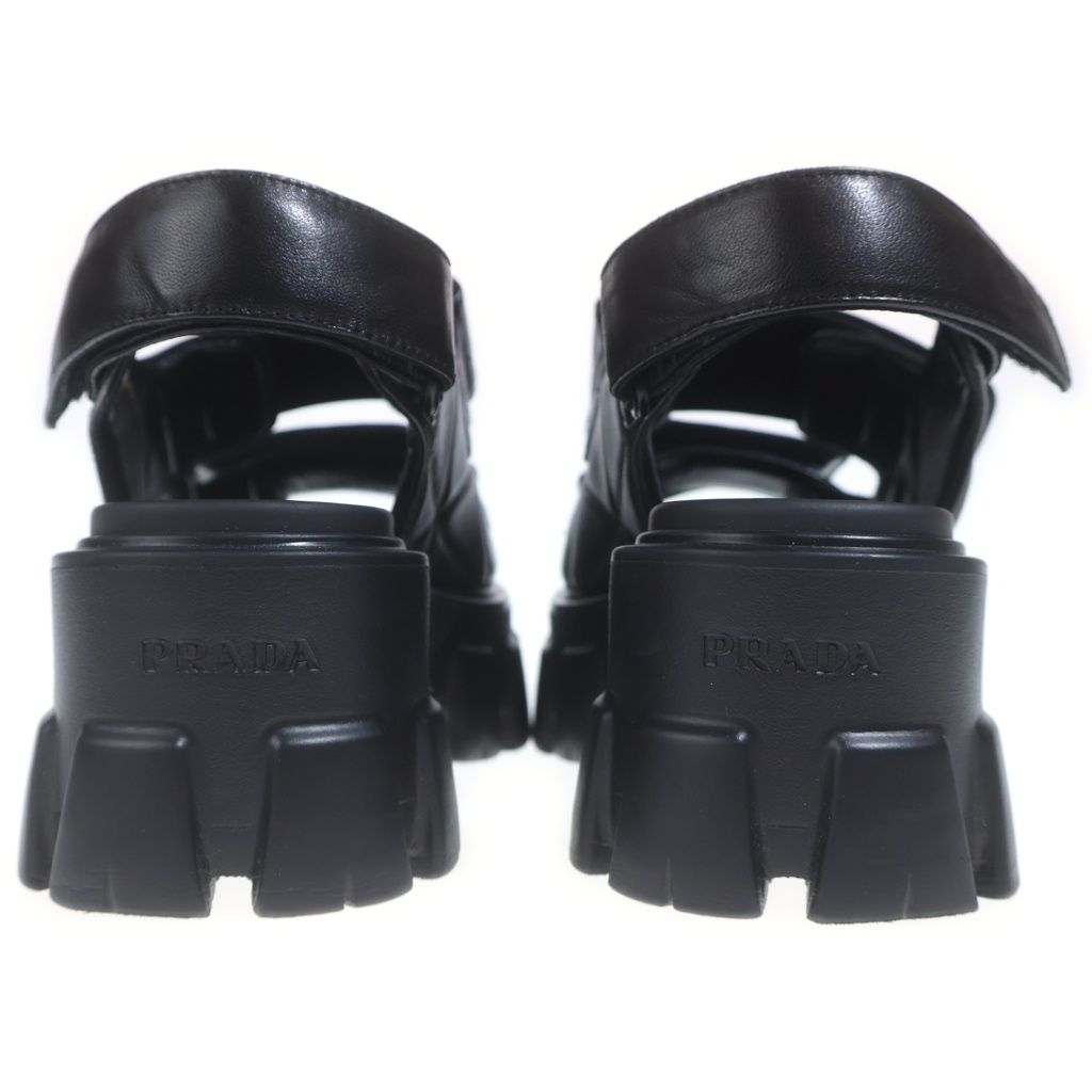 Prada Nappa Leather Logo Sandals Black — view 3