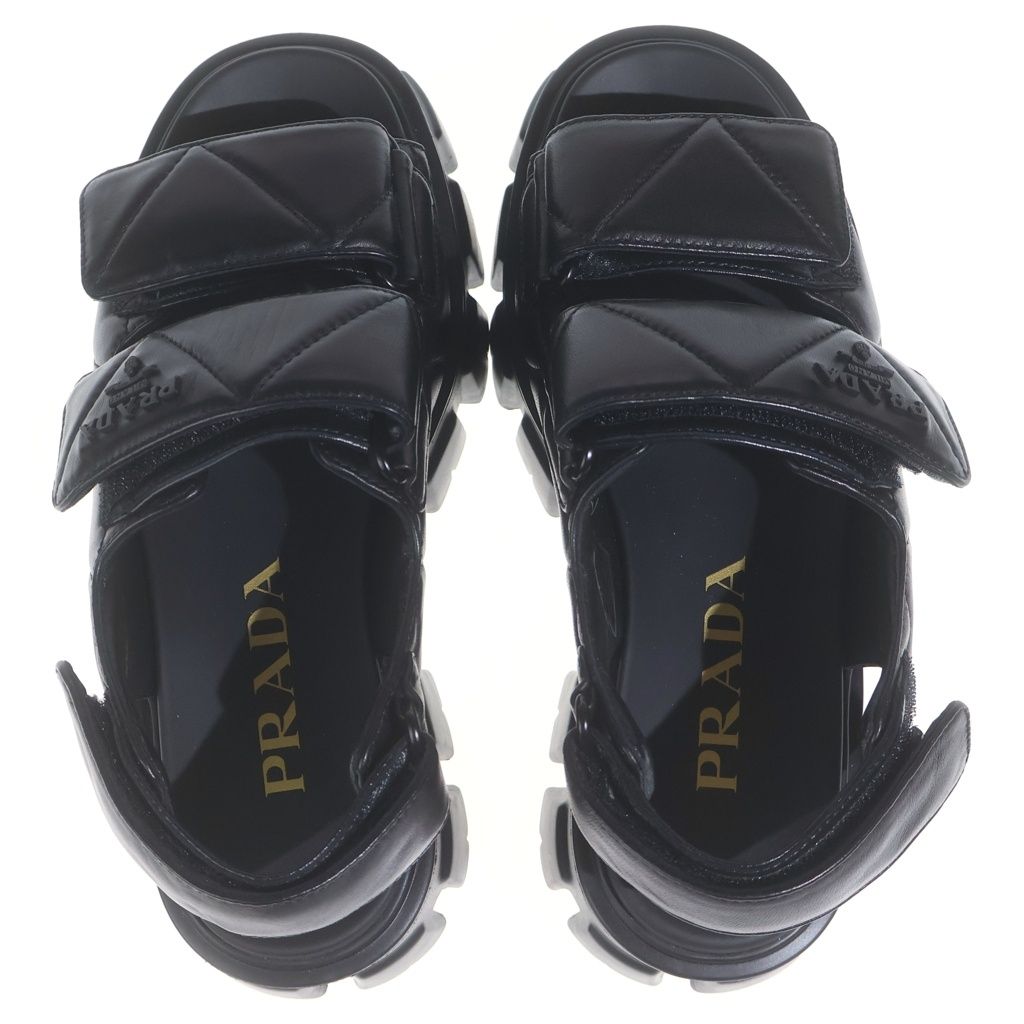 Prada Nappa Leather Logo Sandals Black — view 4