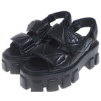 Prada Nappa Leather Logo Sandals Black — view 2
