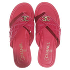 Chanel Enamel Leather Sandals Pink — view 4