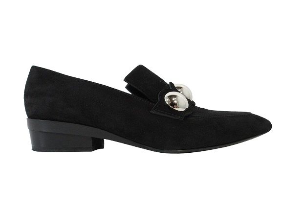 Hermes Loafers Suede Round Studded Shoes 36.5 Black — view 2