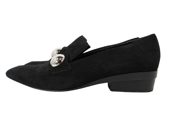 Hermes Loafers Suede Round Studded Shoes 36.5 Black — view 3