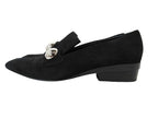 Hermes Loafers Suede Round Studded Shoes 36.5 Black — view 3