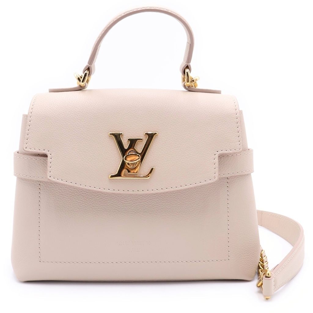 Louis Vuitton Lockme Mini Leather Chain 2-Way Shoulder Bag Beige Gray