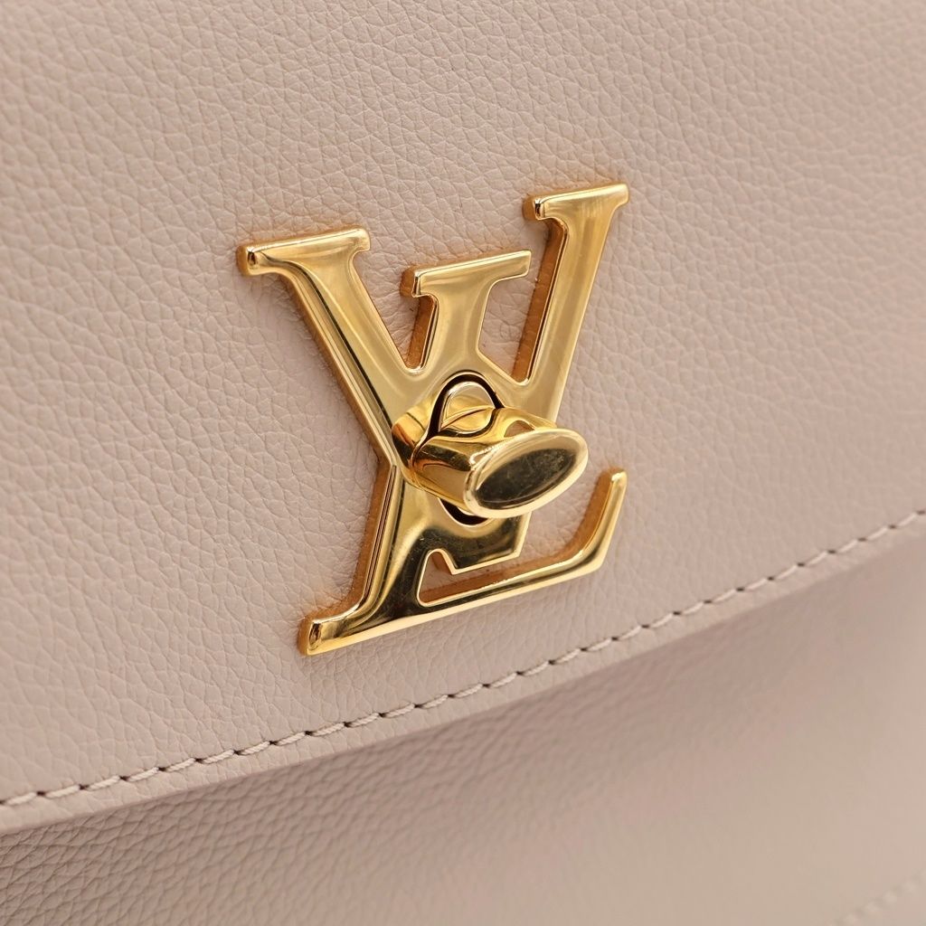 Louis Vuitton Lockme Mini Leather Chain 2-Way Shoulder Bag Beige Gray — view 6