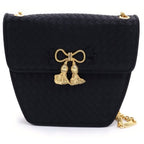 Bottega Veneta Intrecciato Ribbon Chain Shoulder Bag Black Nylon Vintage