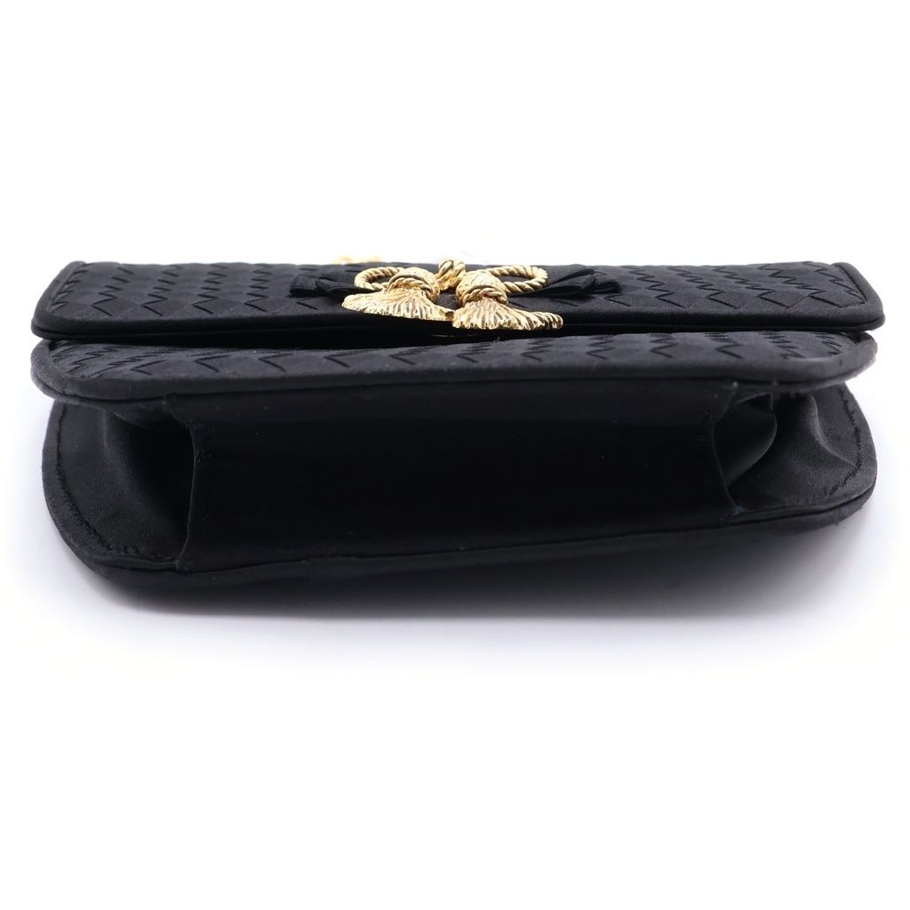 Bottega Veneta Intrecciato Ribbon Chain Shoulder Bag Black Nylon Vintage — view 4