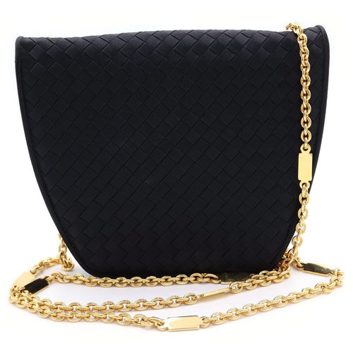 Bottega Veneta Intrecciato Ribbon Chain Shoulder Bag Black Nylon Vintage — view 2