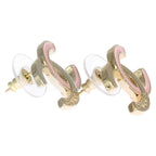 Chanel CC Logo Earrings Gold Pink — view 3