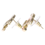Chanel CC Logo Earrings Gold Pink — view 4