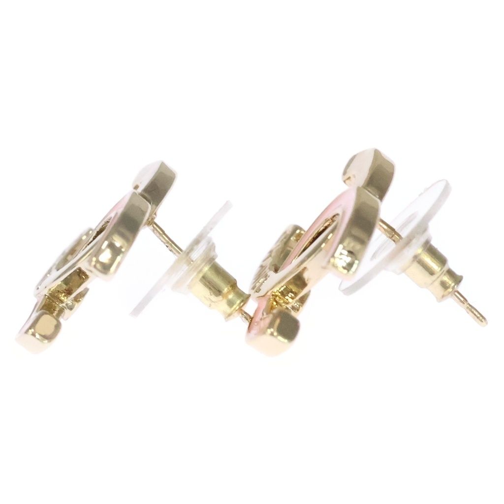 Chanel CC Logo Earrings Gold Pink — view 4
