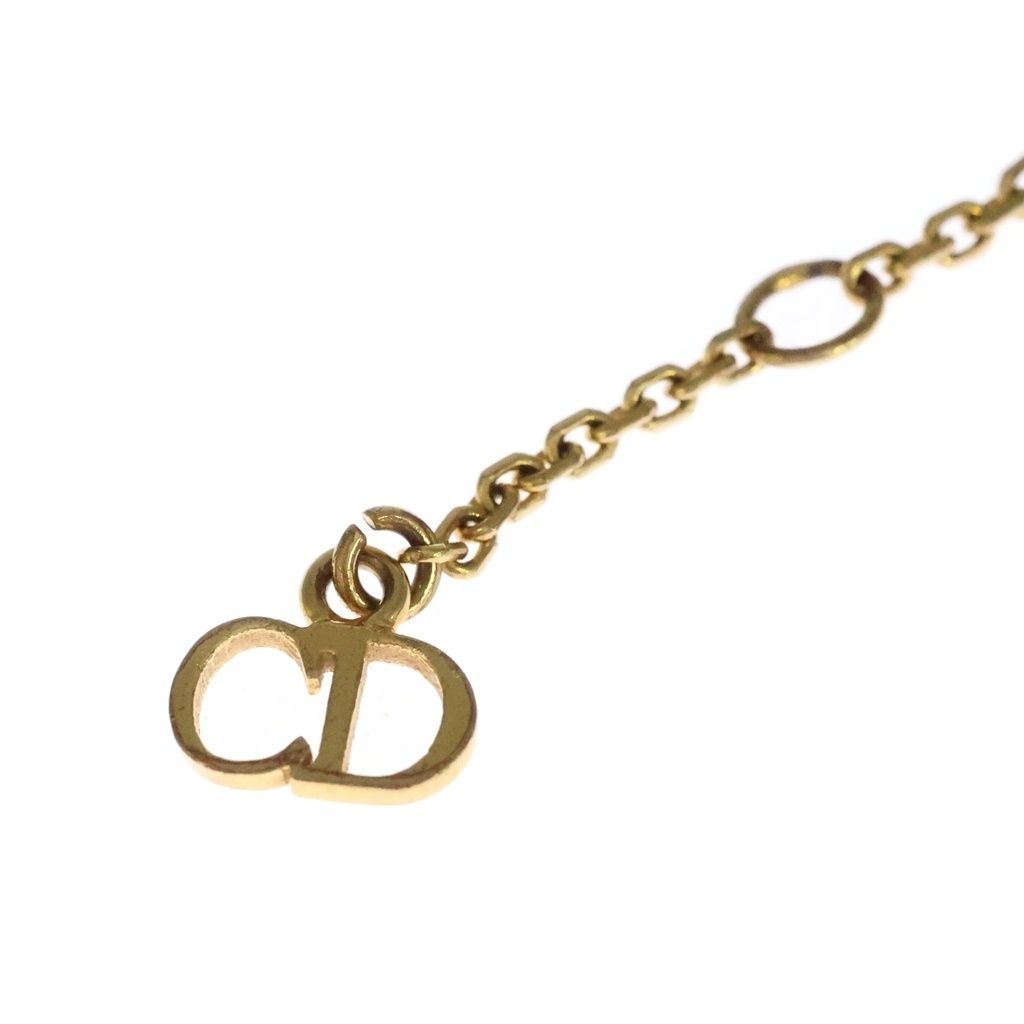 Dior CD Logo Cles Nudi Lune Rhinestone Bracelet Pearl Gold — view 5