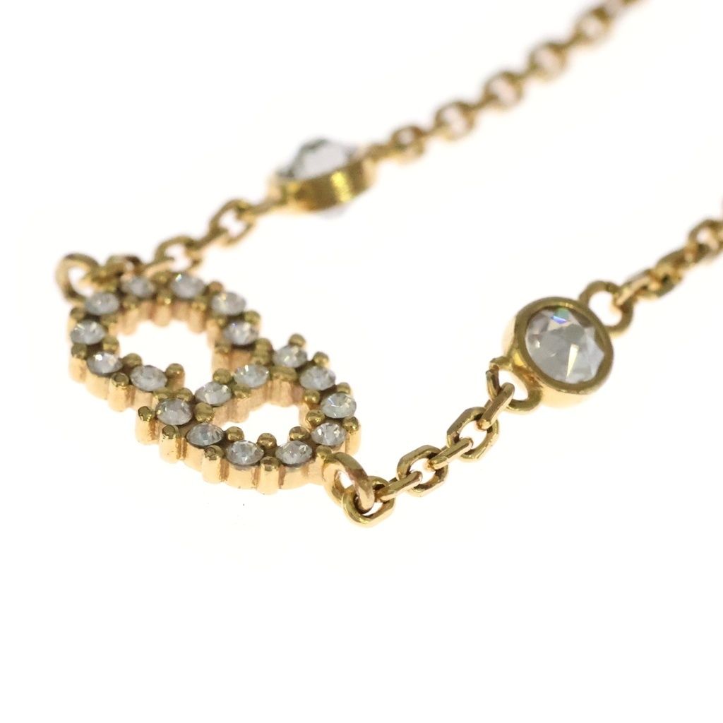 Dior CD Logo Cles Nudi Lune Rhinestone Bracelet Pearl Gold — view 6