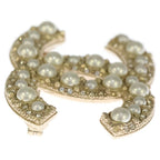 Chanel CC Logo Faux Pearl Brooch Pin Badge Gold — view 3
