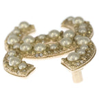 Chanel CC Logo Faux Pearl Brooch Pin Badge Gold — view 4
