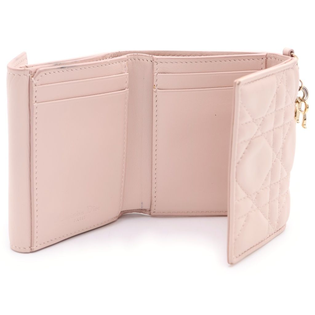 Dior Louts Cannage Compact Wallet Bifold Beige — view 4