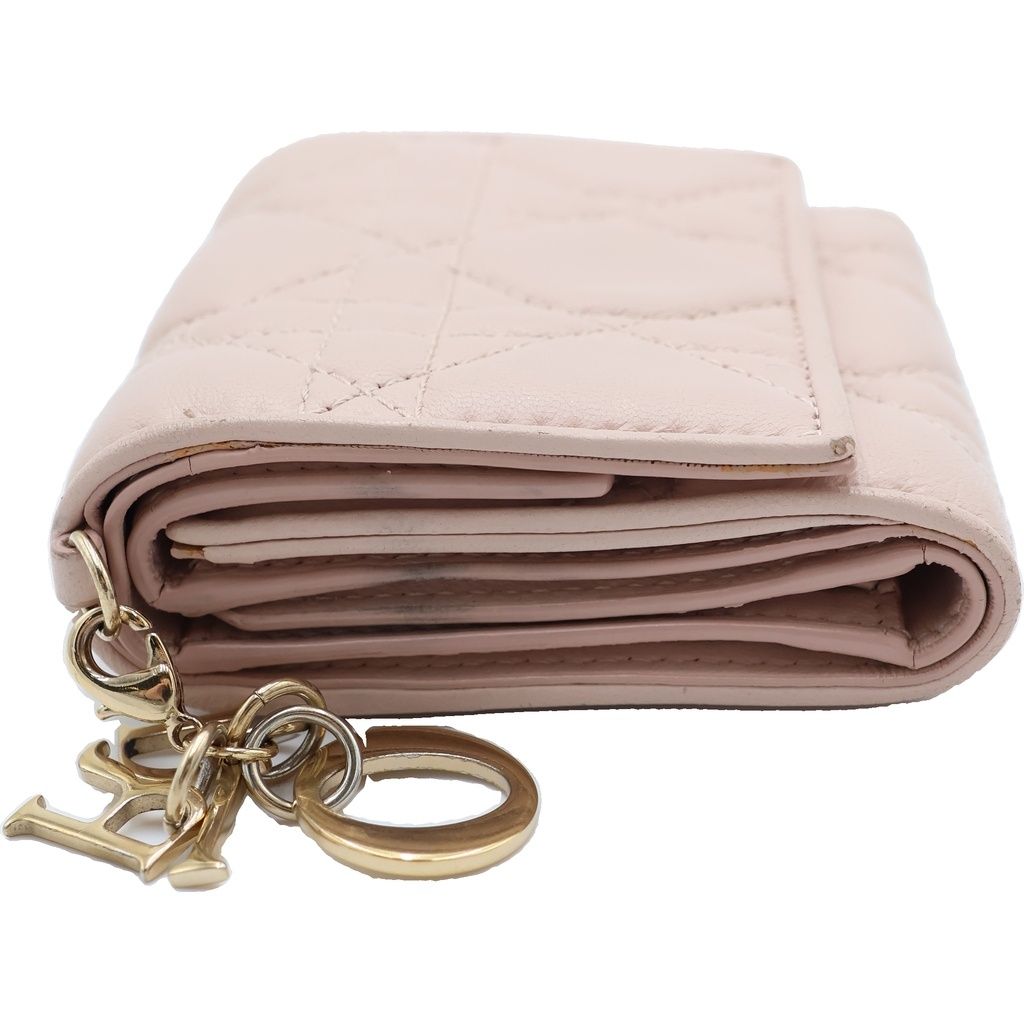 Dior Louts Cannage Compact Wallet Bifold Beige — view 3